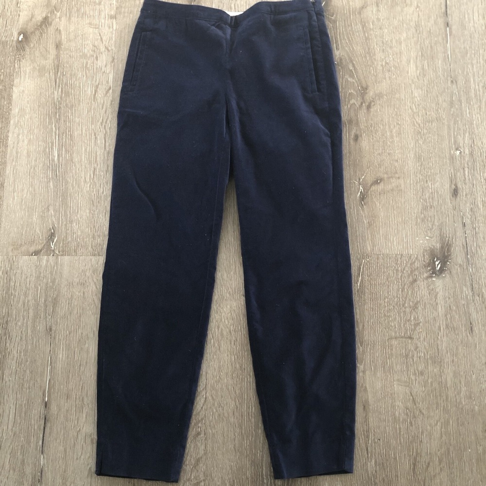 Boden Petite 2P Blue Velvet Side Zip Flat‎ Front Pockets Trouser Pants